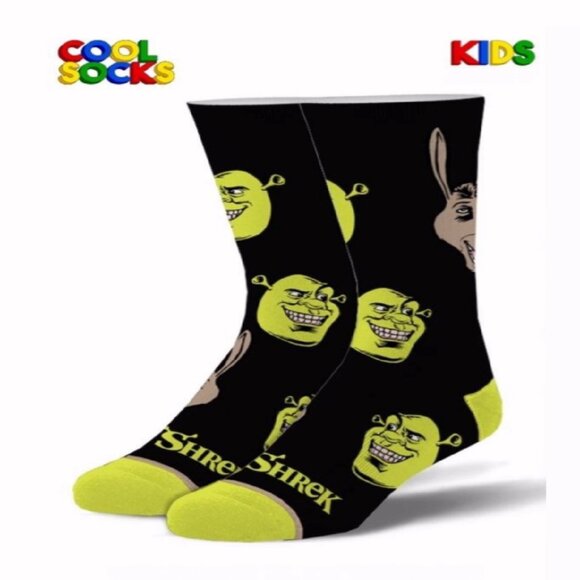 Shrek the Ogre and Donkey Athletic Kids Crew Socks NEW Fast Ship - Picture 1 of 3